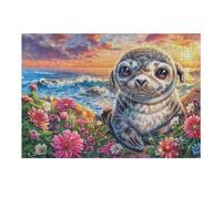Puzzle De 300 Piezas para Adultos Foca Océano Roca 40x28cm Actividad En Interiores Vacaciones De Invierno Días Fríos Tiempo En Familia Hobby
