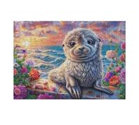 Puzzle De 300 Piezas para Adultos Foca Roca oceánica 300 PCS 40x28cm Cartón Grueso Resistente Impresión HD Alivio del Estrés Ideal para Hobby Ocio En Casa Noches
