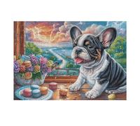 Puzzle De 300 Piezas para Adultos French Borde Floral Bulldog 300 PCS 40x28cm Apto para Niños Ideal para Interacción Padres-Hijos Mejora La Concentración De Los Niños Regalo