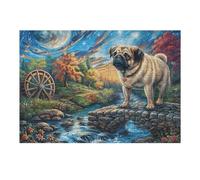 Puzzle De 300 Piezas para Adultos French Borde Floral Bulldog 300 PCS 40x28cm Ecológico Seguro No Tóxico Uso Familiar Apto para Todas Las Edades RegaloDivertida