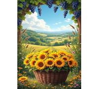 Puzzle de 300 Piezas para Adultos - Girasoles Paisaje | Rompecabezas para Adultos 52x38cm | Piezas de Encaje Letras en la Parte Posterior | Decoración para el Hogar