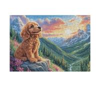 Puzzle De 300 Piezas para Adultos Golden Retriever Paisaje de montaña 300 PCS 40x28cm Actividad Vacaciones De Verano Ideal para Viaje Vacaciones Tiempo Libre En Casa Hobby Relajante