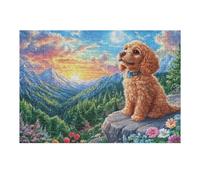 Puzzle De 300 Piezas para Adultos Golden Retriever Paisaje de montaña 300 PCS 40x28cm Corte De Alta Precisión Ajuste Huecos Experiencia De Montaje Fluida Regalo Divertida