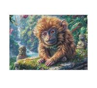 Puzzle De 300 Piezas para Adultos León Flor Selva 40x28cm Puzzle De Arteterapia Ideal para Salud Mental Alivio del Estrés Regulación Emocional Regalo Divertida