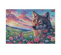 Puzzle De 300 Piezas para Adultos Lobo Galaxia Bosque 40x28cm Nivel Intermedio Ideal para Mejora De Habilidades Entrenamiento De Pensamiento Lógico Regalo