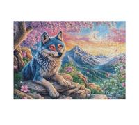 Puzzle De 300 Piezas para Adultos Lobo Otoño Bosque 40x28cm Impresión Vibrante No Desvanecible Arte De Pared Enmarcable Ideal para Salón Dormitorio Regalo