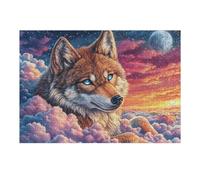 Puzzle De 300 Piezas para Adultos Lobo Otoño Bosque Sunset 40x28cm Apto para Niños Ideal para Interacción Padres-Hijos Mejora La Concentración De Los Niños Regalo