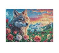 Puzzle De 300 Piezas para Adultos Lobo Primavera Campo de Flores 40x28cm Alto Nivel De Dificultad para Jugadores Avanzados Ideal para Entrenamiento De Habilidades Desafíate