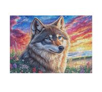 Puzzle De 300 Piezas para Adultos Lobo Puesta de Sol Cielo Vibrante 40x28cm Alto Nivel De Dificultad Desafiante Ideal para Jugadores Avanzados Fuerte Sensación De Logro
