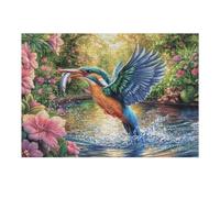 Puzzle De 300 Piezas para Adultos Martín Pescador pescando un pez 300 PCS 40x28cm Ideal para Actividades En Interiores Días De Lluvia Fines De Semana Tiempo En