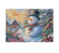Puzzle De 300 Piezas para Adultos Muñeco de Nieve Navidad Nevado 40x28cm Apto para Niños Ideal para Interacción Padres-Hijos Mejora La Concentración De Los Niños Regalo
