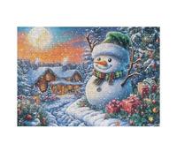 Puzzle De 300 Piezas para Adultos Muñeco de Nieve Navidad Nevado 40x28cm Nivel Intermedio para Mejora De Habilidades Ideal para Entrenamiento De Pensamiento Lógico