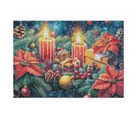 Puzzle De 300 Piezas para Adultos Navidad Vela Corona 40x28cm Alivio del Estrés Reducción De Ansiedad Empleados De Oficina Relajación Diaria Regalo