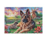 Puzzle De 300 Piezas para Adultos Pastor Alemán Otoño Bosque 40x28cm Nivel Intermedio Ideal para Mejora De Habilidades Entrenamiento De Pensamiento Lógico Regalo