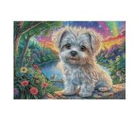 Puzzle De 300 Piezas para Adultos Perro maltés Campo de Flores de Primavera 300 PCS 40x28cm Apto para Toda La Familia Ideal para Reuniones Fiestas Encuentros De Amigos Actividad De Grupo