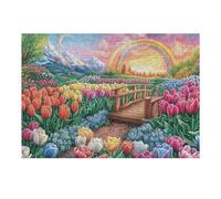 Puzzle De 300 Piezas para Adultos Primavera Campo de Flores Arroyo 40x28cm Nivel Intermedio para Mejora De Habilidades Ideal para Entrenamiento De Pensamiento Lógico