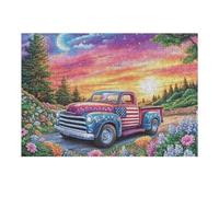 Puzzle De 300 Piezas para Adultos Red Camión Puesta de Sol Campo 40x28cm Cartón Grueso Resistente Impresión HD Alivio del Estrés Ideal para Hobby Ocio En Casa Noches