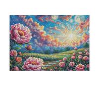 Puzzle De 300 Piezas para Adultos Rosa Flor Puesta de Sol Cielo 40x28cm Nivel Intermedio Ideal para Mejora De Habilidades Entrenamiento De Pensamiento Lógico Regalo