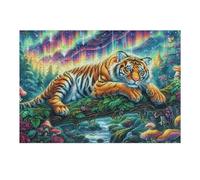 Puzzle De 300 Piezas para Adultos Tigre Selva Flor 40x28cm Puzzle De Arteterapia Ideal para Salud Mental Alivio del Estrés Regulación Emocional Regalo Divertida
