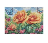 Puzzle De 300 Piezas para Adultos Yellow Jardín de Rosas 40x28cm Alto Nivel De Dificultad para Jugadores Avanzados Ideal para Entrenamiento De Habilidades Desafíate