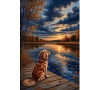 Puzzle de 300 Piezas Perro Lago Twilight 40x28 cm, Juguete desafío y Juego Educativo, Ejercita Paciencia, Rompecabezas Clásico para Adultos 300 Piezas