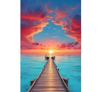 Puzzle de 300 Piezas Puente Océano Atardecer 40x28 cm, Juguete desafío y Juego Educativo, Ejercita Paciencia, Rompecabezas Clásico para Adultos 300 Piezas