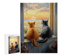 Puzzle de 3000 Piezas, Rompecabezas para Adultos, Rompecabezas Desafiante, Puzzle para Toda la Familia, Letras en la Parte Posterior, Regalos para Hombres Mujeres, Tema: (Sunset Cat) z-848