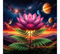 Puzzle de 35 Piezas,Atardecer del Loto Cósmico Puzzle para Adultos,Un Desafiante Acertijo,Juegos de Rompecabezas para Toda la Familia,Rompecabezas Adultos DIY Arte