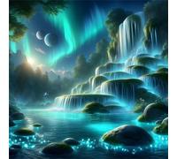 Puzzle de 35 Piezas,Cascadas de la Aurora Verde Puzzle para Adultos,Un Desafiante Acertijo,Juegos de Rompecabezas para Toda la Familia,Rompecabezas Adultos DIY Arte