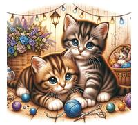 Puzzle de 35 Piezas,Cesta de Flores Animales Gatos Puzzle para Adultos,Un Desafiante Acertijo,Juegos de Rompecabezas para Toda la Familia,Rompecabezas Adultos DIY Arte