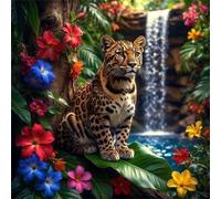 Puzzle de 35 Piezas,Flores de Cascada Leopardo Puzzle para Adultos,Un Desafiante Acertijo,Juegos de Rompecabezas para Toda la Familia,Rompecabezas Adultos DIY Arte