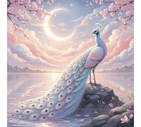 Puzzle de 35 Piezas,Pavo Real del Lago a la luz de la Luna Puzzle para Adultos,Un Desafiante Acertijo,Juegos de Rompecabezas para Toda la Familia,Rompecabezas Adultos DIY Arte