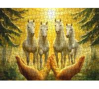 Puzzle de 4000 Piezas para Adultos, Puzzle de Madera, Rompecabezas de Gran Detalle y Colores Vibrantes - Un Desafío Divertido para Toda la Familia, Decor, 141.5 x 87.5 cm sueño Caballo Blanco w0-601