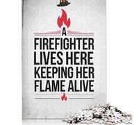 Puzzle de 500 piezas "El bombero vive aquí" de madera para adultos y niños (52 x 38 cm)