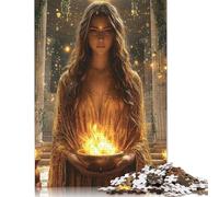 Puzzle de 500 piezas Hestia, diosa del hogar, guardiana de la llama sagrada, puzles de madera para regalo (52 x 38 cm)