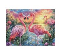 Puzzle De 500 Piezas para Adultos Borde Floral Flamenco Rosa 500 PCS 52×38cm Puzzle De Arteterapia Ideal para Salud Mental Alivio del Estrés Regulación Emocional Regalo Divertida