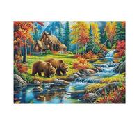Puzzle De 500 Piezas para Adultos Brown Oso río Bosque 500 PCS 52×38cm Actividad En Interiores Vacaciones De Invierno Días Fríos Tiempo En Familia Hobby