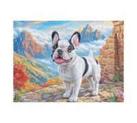 Puzzle De 500 Piezas para Adultos Bulldog francés Muro de Piedra 500 PCS 52×38cm Apto para Principiantes Montaje Fluido Relajación Diaria Ejercicio Cerebral Regalo