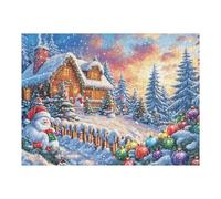 Puzzle De 500 Piezas para Adultos Cabaña Navideña Nevada 52×38cm Regalo del Día De La Madre para Mamá Hobby Relajante Divertido Tiempo Libre Decoración del Hogar