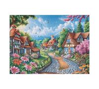 Puzzle De 500 Piezas para Adultos Cabaña Primavera Campo de Flores 52×38cm Puzzle De Arteterapia Ideal para Salud Mental Alivio del Estrés Regulación Emocional Regalo Divertida