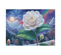 Puzzle De 500 Piezas para Adultos Camelia Blanca montaña Nevada 500 PCS 52×38cm Alivio del Estrés Reducción De Ansiedad Empleados De Oficina Relajación Diaria Regalo