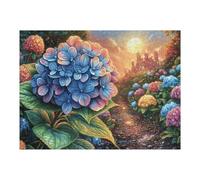 Puzzle De 500 Piezas para Adultos Camino de hortensias 500 PCS 52×38cm Regalo del Día De La Madre para Mamá Hobby Relajante Divertido Tiempo Libre Decoración del Hogar