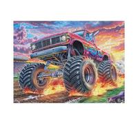 Puzzle De 500 Piezas para Adultos Camión Monstruo de Llamas 500 PCS 52×38cm Regalo De Acción De Gracias Tiempo En Familia Mejora La Concentración La Paciencia