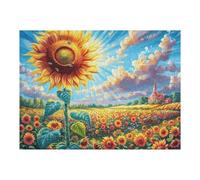 Puzzle De 500 Piezas para Adultos Campo de Girasoles 500 PCS 52×38cm Alto Nivel De Dificultad Desafiante Ideal para Jugadores Avanzados Fuerte Sensación De Logro