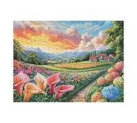 Puzzle De 500 Piezas para Adultos Campo de Tulipanes Sunset 52×38cm Nivel Intermedio Ideal para Mejora De Habilidades Entrenamiento De Pensamiento Lógico Regalo