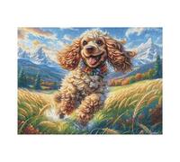 Puzzle De 500 Piezas para Adultos Caniche en el Campo de Flores 500 PCS 52×38cm Regalo De Jubilación para Mayores Ideal para Salud Cerebral Entrenamiento De Memoria Regalo