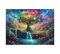 Puzzle De 500 Piezas para Adultos Cascada Bosque Árbol de la Vida 52×38cm Puzzle De Alivio del Estrés para Empleados De Oficina Ideal para Relajación Después del Trabajo Hobby