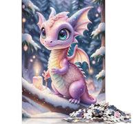Puzzle de 500 piezas para adultos con lindo dragón bebé, rompecabezas de tabla de madera para regalo, 500 piezas (52 x 38 cm)