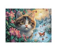 Puzzle De 500 Piezas para Adultos Gato Gatitos Invierno Nevado 52×38cm Puzzle De Arteterapia Ideal para Salud Mental Alivio del Estrés Regulación Emocional Regalo Divertida