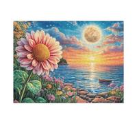 Puzzle De 500 Piezas para Adultos Girasol Océano Puesta de Sol 52×38cm Cartón Grueso Resistente Impresión HD Alivio del Estrés Ideal para Hobby Ocio En Casa Noches